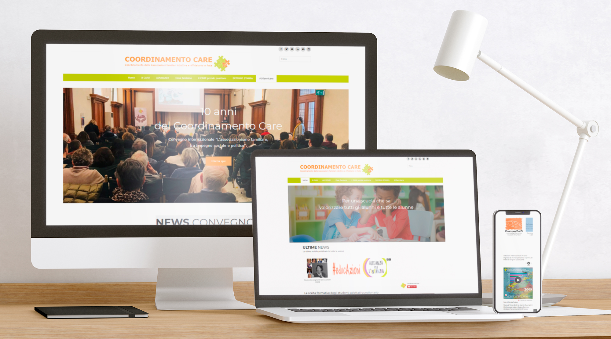 Visual design Project Restyling web site Coordinamento CARE